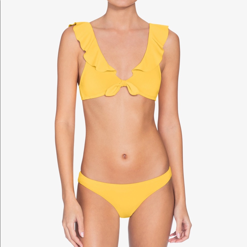Robin Piccone Yellow Ruffle top Bikini